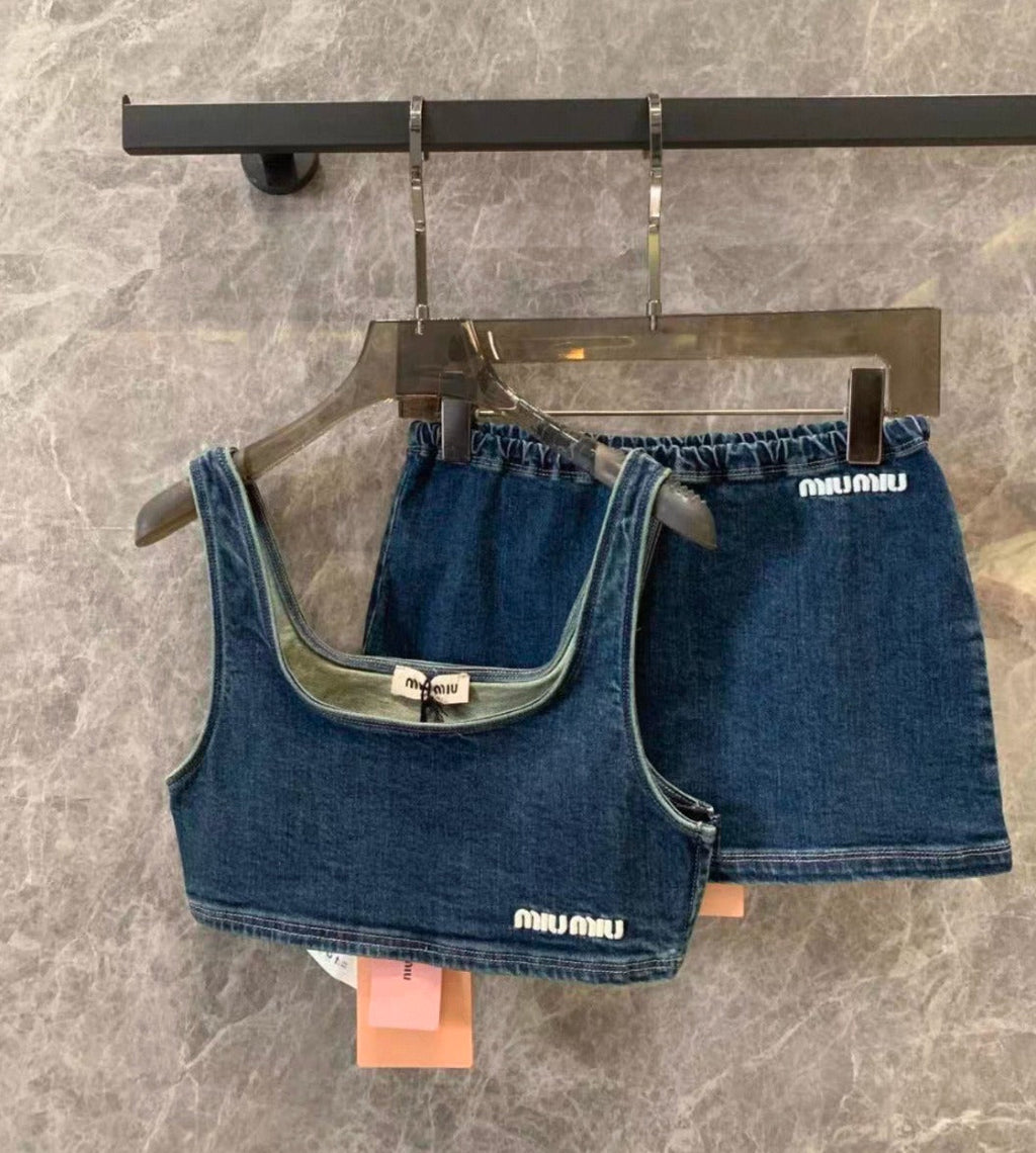 Two-Piece Stretch Denim Set