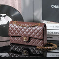 Classic Double Flap Bag – Coffee Brown (20cm / 25cm) - draft